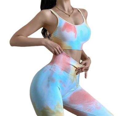 China Breathable Active Soft Compression Tank Top Women Yoga Bra Fitness Tie Dye Sports Bra High Print Bra for sale