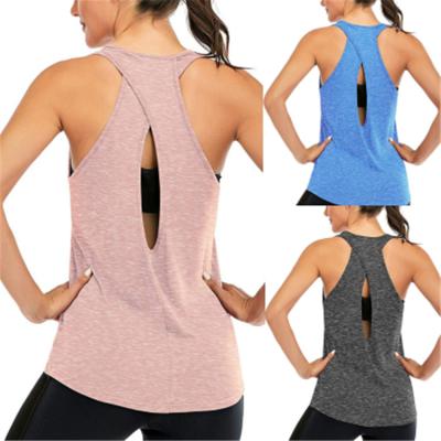 China Wholesale Women's Running Tank Racerback Women Workout Tank Top Breathable Cross Backless Backless Tops Muscle Tank Yoga Shirt for sale