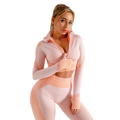 China QUICK DRY 2 Pieces Outfits Seamless Sports Yoga Bra Fitness Leggings Yoga Set Workout Running Sports Wear Women's Gym Clothing for sale