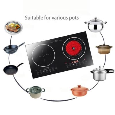 China Hotel 2200W + 2200W Induction Cooker and infrared cooker With Auto Switch Off Function double cooker for sale