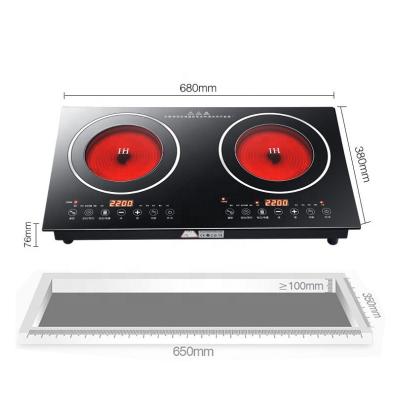 China Hotel New home smart touch screen infrared stove 2200W high power double infrared cooker embedded for sale