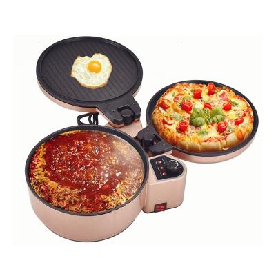 China Large Non-stick Surface 2022 New Design Electric Non-stick Three Layers Multi Grill Pot Pancake Cake Maker Home Electric Skillet Round Shape,round 4.7KG for sale