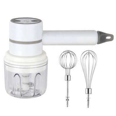 China Car 2022 Factory New Design USB 3in1 Hand Mixer 3 Speed Handheld Mixer Garlic Meat Food Chopper Egg Beater for sale