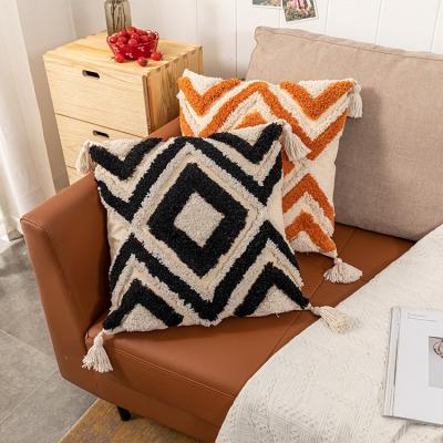 China Home Macrame Pillow Cover BOHO Cushion Anti-Static Tassel Woven Pillow Cover Handmade Simple Office Car Cases Cover for sale