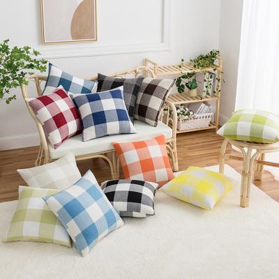 China Sofa Bedroom Plaid Covers Farmhouse Anti-static Home Canvas Bamboo Pillow Cases Nordic Style Controller Cushion Cover for sale