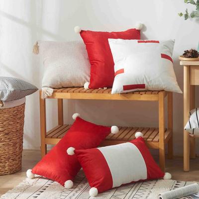 China Christmas Design Fashion Decoration Anti-Static Pillow Cover Home Decoration Tassel Cushion Covers Chair Sofa Red Throw Pillowcase 45*45cm for sale