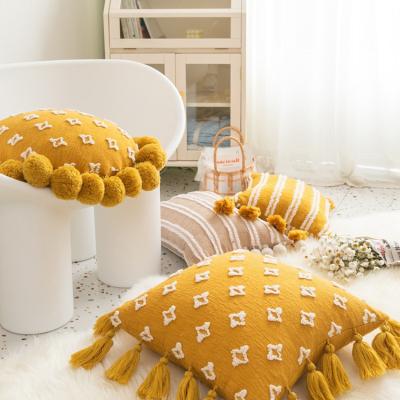 China Small Home Sofa Decoration Throw Pillow Cover 45*45cm Anti-static Nordic Tassels Cushion Macrame Style Pillow Cover for sale