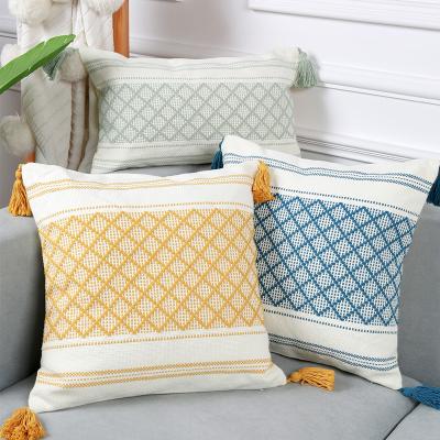 China Farmhouse Tassel Cushion Cover 45*45cm Morocco Anti-Static Pillow Cover for Sofa Car Bed Home Decor Geometry Pillowcase for sale