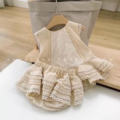 China Breathable Baby Cotton Ruffle Lace Undo Clothes Canvas Set for sale