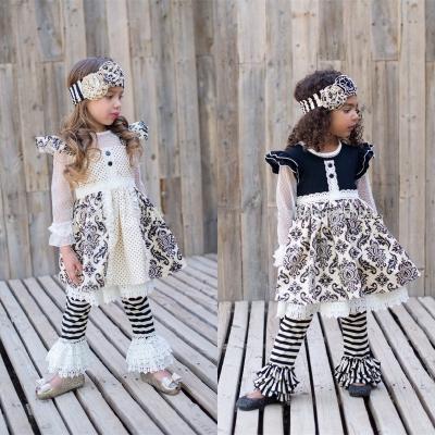 China Wholesale Soft Children's Girls Cotton Bell Bottom Pants Set Boutique Autumn Clothing for sale