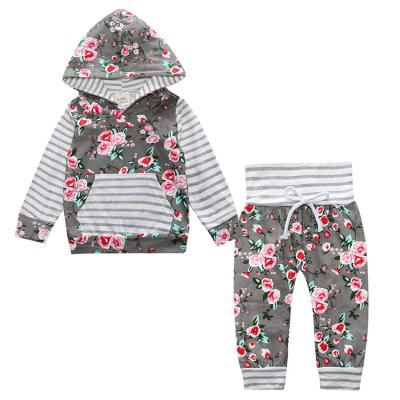 China Breathable Floral Print Newborn Cotton Baby Boy Clothes Set for sale