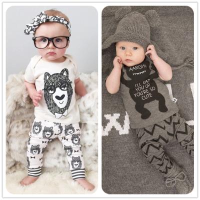 China Breathable Cute Bear Printed Cotton Toddler Boys Baby Clothing for sale