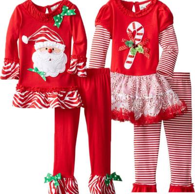 China 2015 New Polyester/Cotton Children's Boutique Girls Christmas Outfit for sale