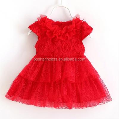 China Baby Breathable Red Rose Wedding Dress for sale