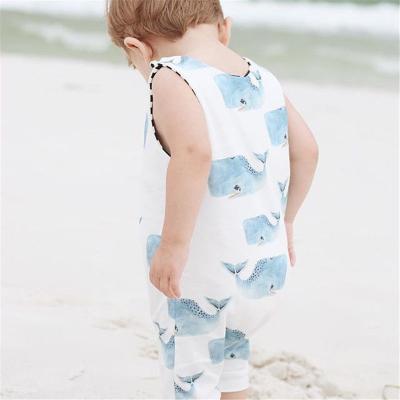 China Polyester / Cotton Whale Animal Dinosaur Printed Baby Boy Wear Romper for sale