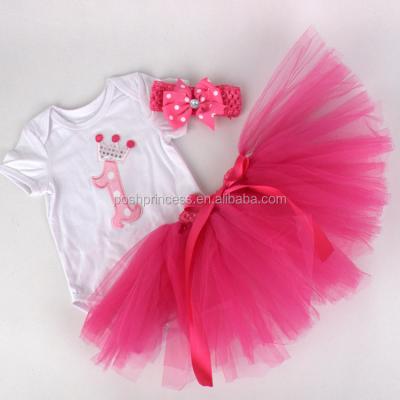 China Breathable Infant Toddler Birthday Gift Tutu Cotton Baby's First Romper Set for sale