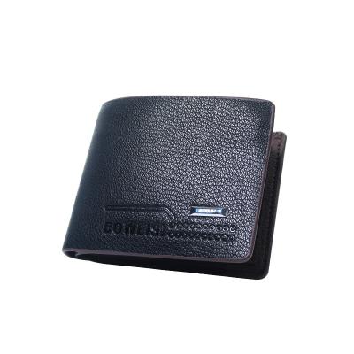 China Waterproof Men's Wallet Litchi Pattern Purse Card Holder Soft Leather Short Wallet With Large Capacity for sale