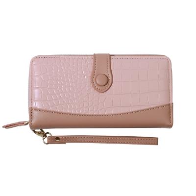 China New Fashion Waterproof Crocodile Long PU Wallet Zipper Clutch Bag Purse Leather Card Holder for sale