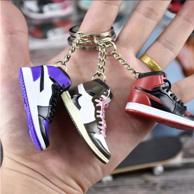 China Rubber 61 cute keychains 3D styles Mini Sneakers AJ shoes Jordan key chain wholesale models for sale