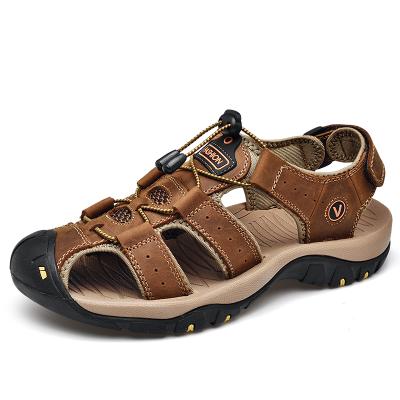 China High Quality Breathable Breathable Summer Vacation Slip Resistant Full Grain Leather Men's Beach Sandals for sale