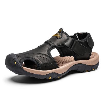 China High Quality Breathable Breathable Summer Vacation Slip Resistant Full Grain Leather Men's Beach Sandals for sale