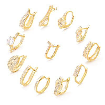 China FASHIONABLE Huggie Circle Earrings 18K Gold Plated High Quality Zircon Earring Findings For Wholesale for sale