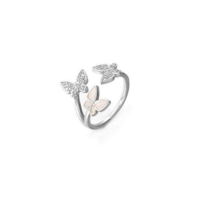 China Elegant Lead Nickel Free Butterfly Design Opening Ring For Women Silver Wedding Statement Jewelry Stacking Wrap Tail Finger Band Rings for sale