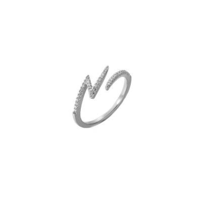 China Fashion Lightning Twist Eternity Nickel Free Lead Free Band Rings Silver Plated Stackable Statement Ring Women Open Jewelry Adjustable for sale