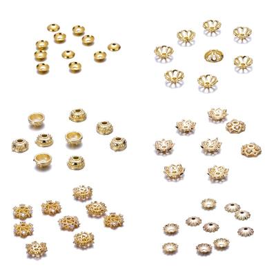 China Fashionable.Popular.Ladies 18K Gold Thin Layer Bead Jewelry Accessories CZ Brass Loose Flower Beadscaps Charm For Bracelets Earring Necklace Making Settings for sale