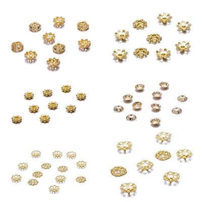 China Fashionable.Popular.Ladies 18K Gold Plated Pearl Mounts Metal Flower Bead Caps Opens Supplies For DIY Jewelry Necklace Bracelet Making Spacer Bead Caps for sale