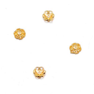 China Trendy Jewelry Findings Wholesale DIY Jewelry Findings 7mm Bead Caps Spacer Beads 18K Gold Plated Flower Beads Cap For Necklace Bracelet Earring Making for sale