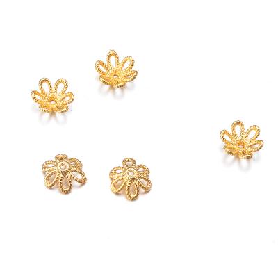 China Filigree Spacers DIY Jewelry Accessories Bali Style 18K Gold Plated Flower Bead Caps Bead End Caps For DIY Jewelry Findings Wedding Decoration for sale