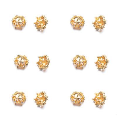 China Environmental Friendly Rhinestones Decorative Spacer Beads 18k Gold Plated Hollow Flower Bead Covers Brass For Earring Jewelry Making Findings for sale