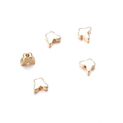 China Classic 18K Gold Plated Butterfly Brass Spacer Beads Separate Loose Beads Jewelry Accessories Jewelry Making Findings for sale