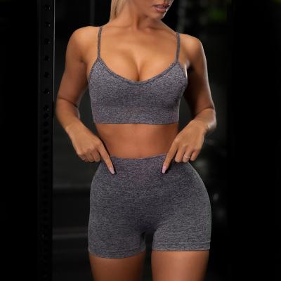 China 2021 Fashion Breathable 2Pieces Seamless Women's Strapless Yoga Set Women's Breathable Yoga Set Bra Wholesale Sports Fitness Hot Selling Sexy Tight Buttocks Suit for sale