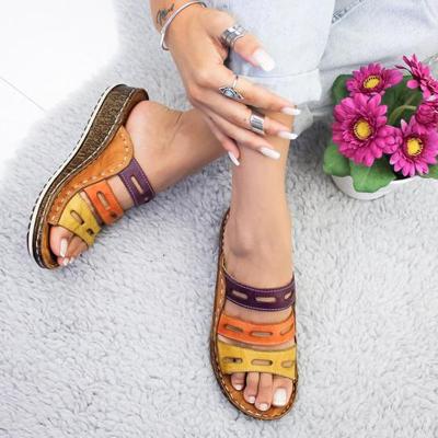 China Sequins thick bottom women's thick bottom women's sandals summer new design new design women's sandals slope shoes for sale