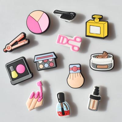 China 2021 Luxury Custom Makeup Designer Cute Cartoon Lipstick Waterproof PVC Decoration Charms Gift For Crocs Shoes Sandals for sale