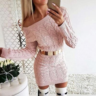 China Bodycon Mini Sweater Women Knitwear Autumn Fashion Sexy Casual Fashion Warm Knitted Dress for sale