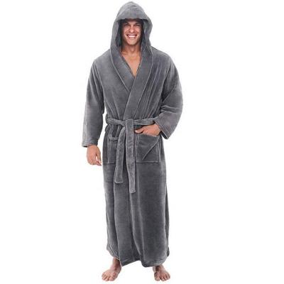 China Thermal Men's Kimono Bathrobe Winter Plush Lengthened Bathrobe Home Clothes Long Sleeve Robe for sale