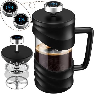 China New Arrival 1000ml 304 Stainless Steel Coffee Maker Pot Logo Customizable Portable 1L French Press Coffee Maker for sale