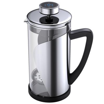 China Coffee Stainless Steel Brewing French Press With Temperature Display Panel Coffee French Press for sale