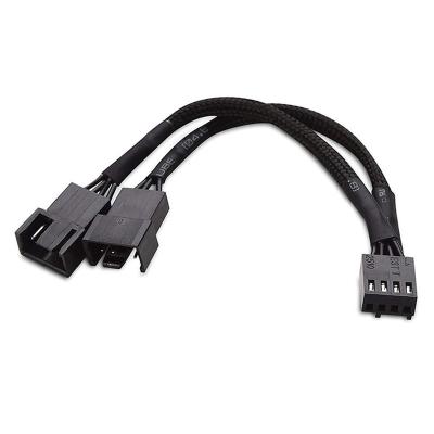 China Connects to Motherboard and Controls Two PWM Fans 4 Pin 1 Female Fan Power Converter Adapter Cable 2 Male to Y Splitter PWM for PC Computer for sale