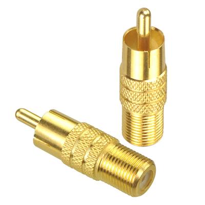 China Television F Type Female To RCA Male Audio Coaxial Cable Adapter Gold Plated Connector for sale