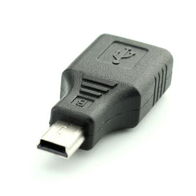 China PVC Black USB 2.0 Type A To Mini USB 5-Pin Female / Male OTG Connector Adapter Type B for sale