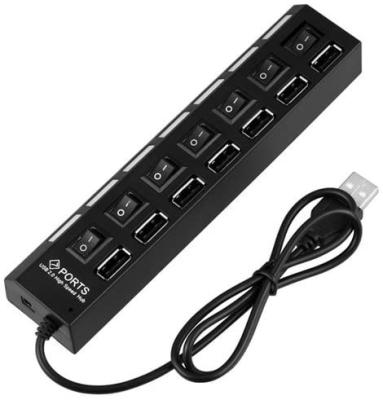 China Charging+Data Transfer Super Speed ​​7-Port USB 2.0 Hub With On/Off Switch for sale