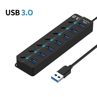 China For Keyboard/MacBook/Mac Pro/USB 3.0 Hub High Speed ​​7 Left Hub Splitter Mac Mini /iMac/Surface Pro/PC/Flash Drive with Switch Data Power Adapter on/off for PC computer accessories for sale