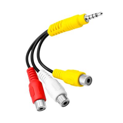 China Monitor 3.5mm Jack Plug To 3 RCA Female Adapter RGB Audio Video Cable For AV Video Audio TV HDTV LCD for sale