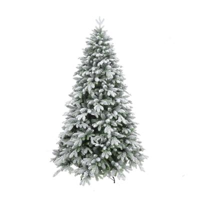 China Christamas/Longstar Christmas Tree PE PVC Outdoor Hinged White Assembled Christmas Tree Holiday Decoration With Falling Snow for sale