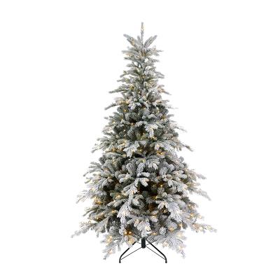 China Eco Friendly Snowy White Flocked Christmas Tree With Lights PVC PE Warm Christmas Tree for sale