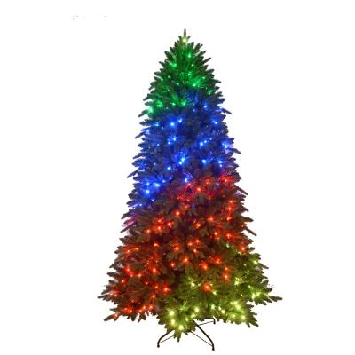 China Best Selling Colorful PE PVC Hinged Mixed GRB Light Christmas Tree For Indoor Decoration for sale